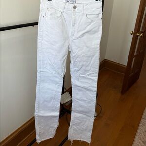 Zara Women's Crisp White Straight Leg Jeans